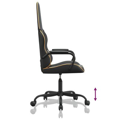 vidaXL Cadeira gaming de massagens couro artificial dourado e preto