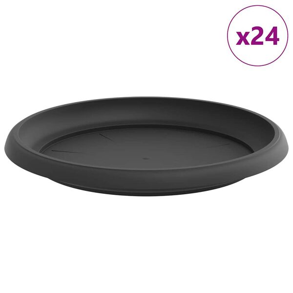 vidaXL Bandeja Redonda de Flores 24 pcs Preto &Oslash; 21,5 x 2,5 cm Pl&aacute;stico