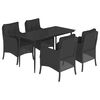 vidaXL 5 pcs conjunto de jantar p/ jardim c/ almofad&otilde;es vime PE preto