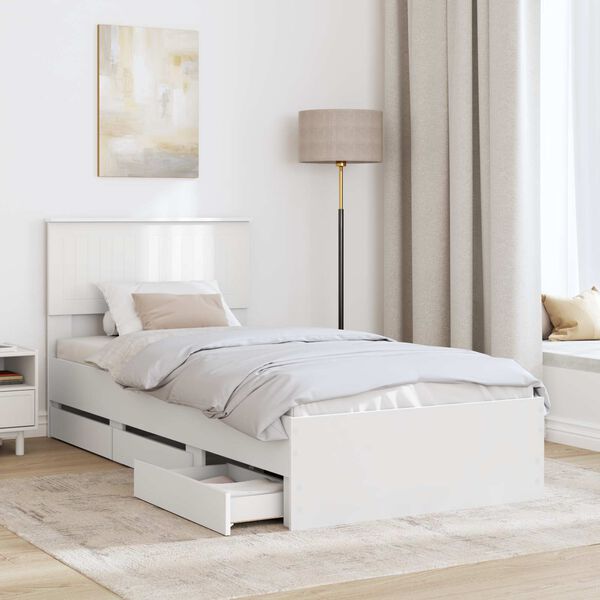 vidaXL Estrutura da Cama Branco 90 x 200 cm Madeira de Engenharia