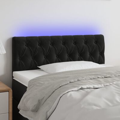 vidaXL Cabeceira de cama c/ luzes LED veludo 90x7x78/88 cm preto