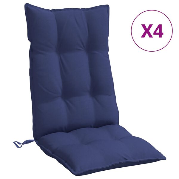 vidaXL Almofad&otilde;es cadeira encosto alto 4pcs tecido oxford azul-marinho