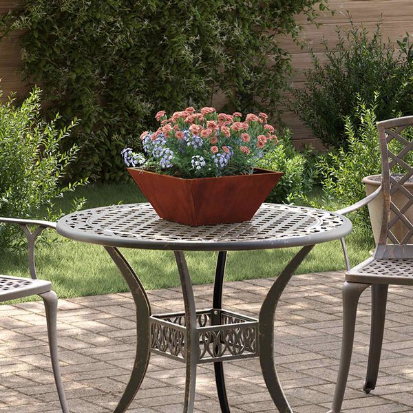 vidaXL Vaso de Jardim Ferro Enferrujado 35 x 35 x 15 cm