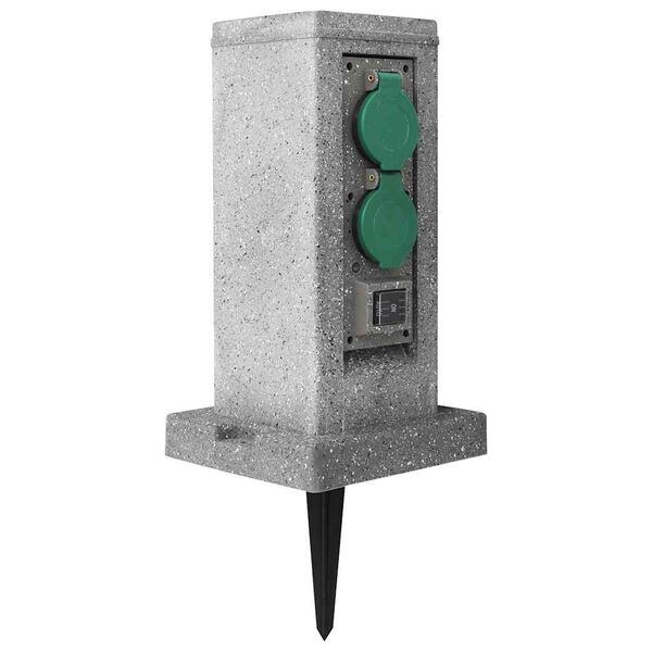 vidaXL Pilar de tomadas p/ jardim com sensor de crepúsculo plástico