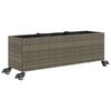 vidaXL Canteiro jardim c/ rodas e 3 vasos 107x32x38cm vime PE cinzento
