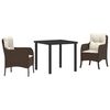 vidaXL Conjunto de Jantar para Jardim 3 unid. Castanho vime PE