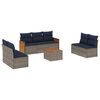vidaXL Conjunto de sof&aacute; de jardim com 8 pe&ccedil;as e almofadas em rattan sint&eacute;tico cinza