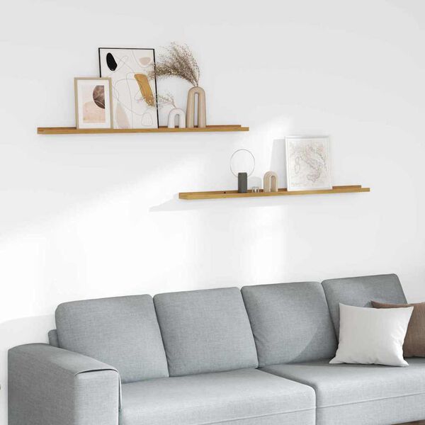 vidaXL Prateleira de Parede com prateleira 2 pcs Bege 115 x 9 x 3 cm