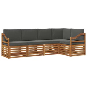 vidaXL Conjunto de Sof&aacute; Sectional 5 pcs Natural e Antracite