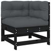 vidaXL 6pcs conjunto lounge jardim c/ almofad&otilde;es madeira maci&ccedil;a preto