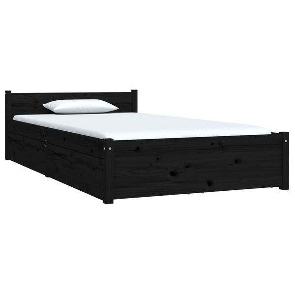 vidaXL Estrutura de cama c/ gavetas 90x200 cm preto