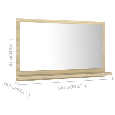 vidaXL Espelho de casa de banho 60x10,5x37 cm contraplacado carvalho