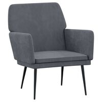 vidaXL Cadeira c/ apoio de braços 62x79x79 cm veludo cinzento-escuro