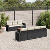 vidaXL 8 pcs conjunto sof&aacute;s de jardim com almofad&otilde;es vime PE preto