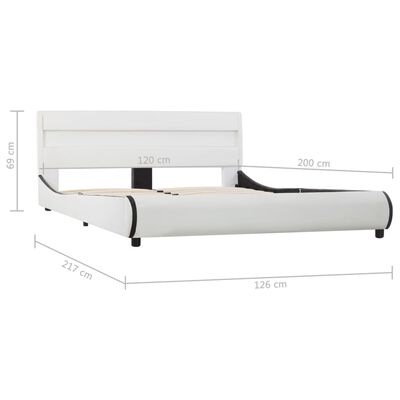 vidaXL Estrutura de cama c/ LED 120x200 cm couro artificial branco