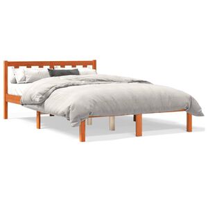 vidaXL Cama sem colch&atilde;o 135x190 cm madeira pinho maci&ccedil;a castanho-mel