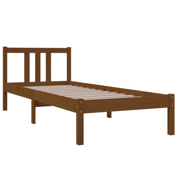 vidaXL Estrutura cama pequena solteiro 75x190 cm madeira castanho mel