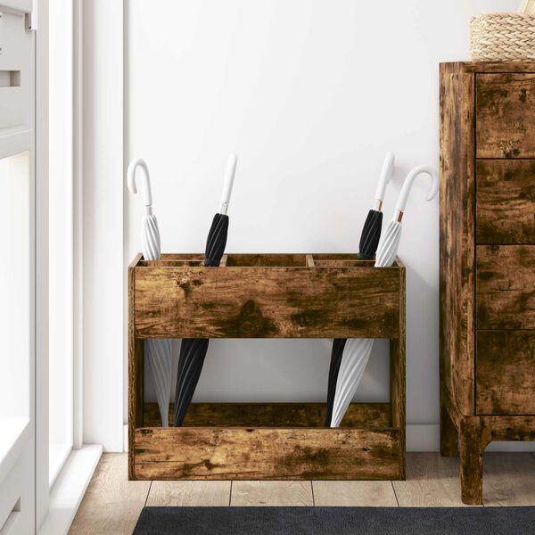 vidaXL Suporte de Guarda-Sol Carvalho Defumado 65 x 24 x 50 cm