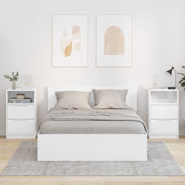 vidaXL Mesas de cabeceira 2 pcs Branco Brilhante 40 x 30 x 467 cm