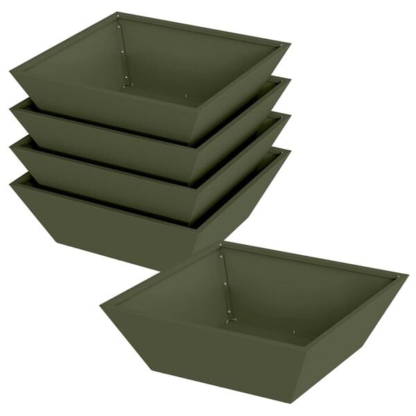 vidaXL Vaso de Jardim 5 pcs Verde Oliva 50 x 50 x 15 cm