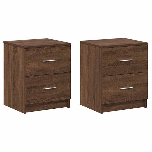vidaXL Mesas cabeceira 2pcs com 2gavetas 40x36x50 cm carvalho castanho