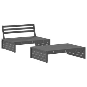 vidaXL 2 pcs conjunto lounge de jardim madeira de pinho maci&ccedil;a cinza