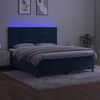 vidaXL Cama box spring c/ colch&atilde;o/LED 180x200 cm veludo azul-escuro
