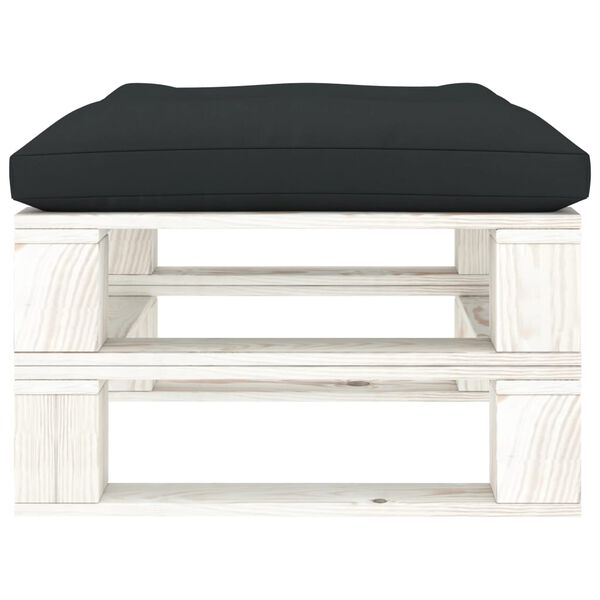 vidaXL Otomano de paletes para jardim com almofad&atilde;o antracite madeira