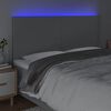 vidaXL Cabeceira cama c/ luzes LED tecido 200x5x118/128cm cinza-claro