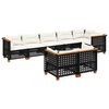 vidaXL 8 pcs conjunto sof&aacute;s de jardim com almofad&otilde;es vime PE preto