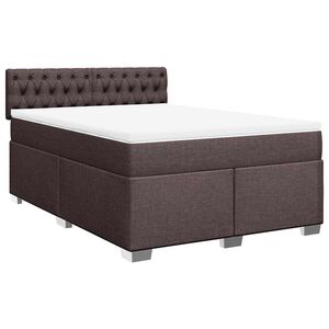 vidaXL Cama com molas/colch&atilde;o 140x190 cm tecido castanho-escuro
