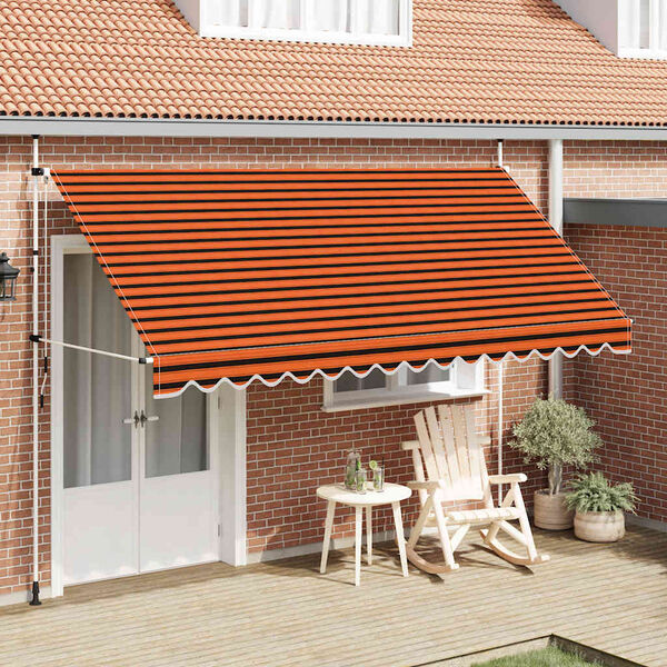 vidaXL Toldo retr&aacute;til manual 400 cm laranja e castanho