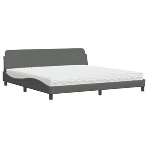 vidaXL Cama com colch&atilde;o Dover 200x200 cm tecido cinzento-escuro