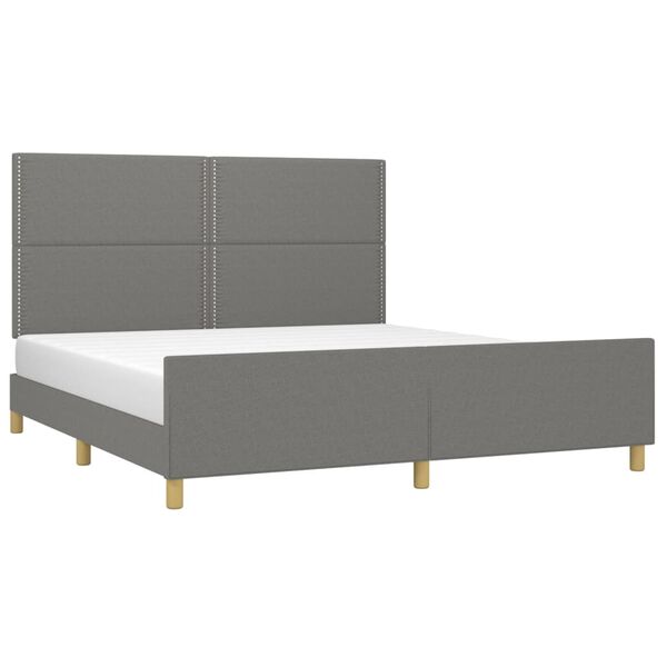 vidaXL Estrutura de cama sem colch&atilde;o 180x200 cm tecido cinzento-escuro