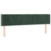 vidaXL Cabeceira cama c/ luzes LED veludo 203x16x78/88 cm verde-escuro