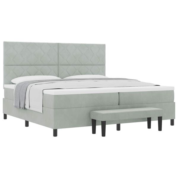 vidaXL Cama Box com colch&atilde;o Cinzento-claro 200 x 200 cm Veludo