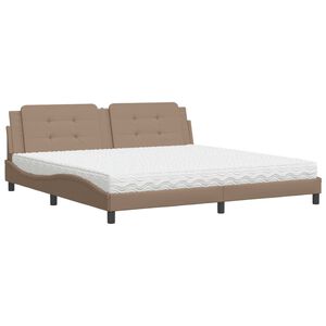 vidaXL Cama com colch&atilde;o Zadar 200x200 cm couro artificial cappuccino