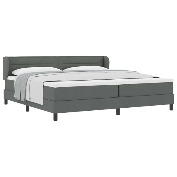 vidaXL Cama Box com colch&atilde;o Cinzento escuro 200 x 200 cm tecido