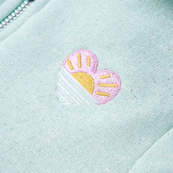 Sweatshirt para crian&ccedil;a com capuz e fecho menta-claro misto 116