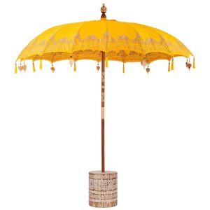 vidaXL Parasol Balin&ecirc;s com Base Amarelo 215 x 215 x 260 cm