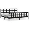 vidaXL Estrutura de cama com cabeceira 200x200 cm madeira maci&ccedil;a preto