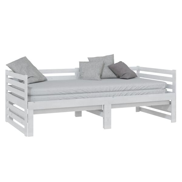 vidaXL Estrutura sofá-cama de puxar 2x(90x200) cm pinho maciço branco