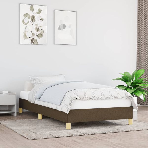 vidaXL Estrutura de cama sem colch&atilde;o 80x200 cm tecido castanho-escuro