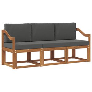 vidaXL Conjunto de Sof&aacute;s para Exterior 3 pcs Natural e Antracite