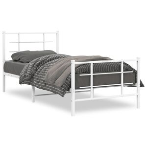 vidaXL Estrutura de cama com cabeceira e p&eacute;s 90x190 cm metal branco