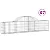 vidaXL Cestos gabi&atilde;o arqueados 7 pcs 200x30x40/60 cm ferro galvanizado