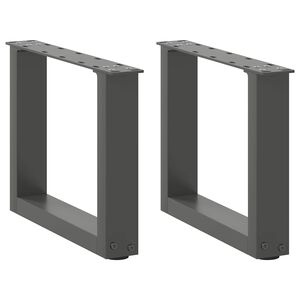 vidaXL P&eacute;s para mesa de centro em formato de U, 2 pe&ccedil;as, antracite, 30x(30-31) cm, a&ccedil;o