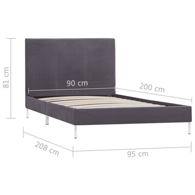 vidaXL Estrutura de cama 90x200 cm tecido cinzento