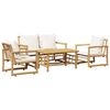 vidaXL 4 pcs conjunto lounge p/ jardim com almofadas bambu