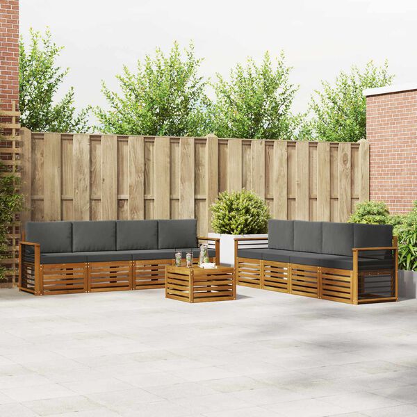 vidaXL Conjuntos de sof&aacute;s com almofada 9 pcs Natural e Antracite